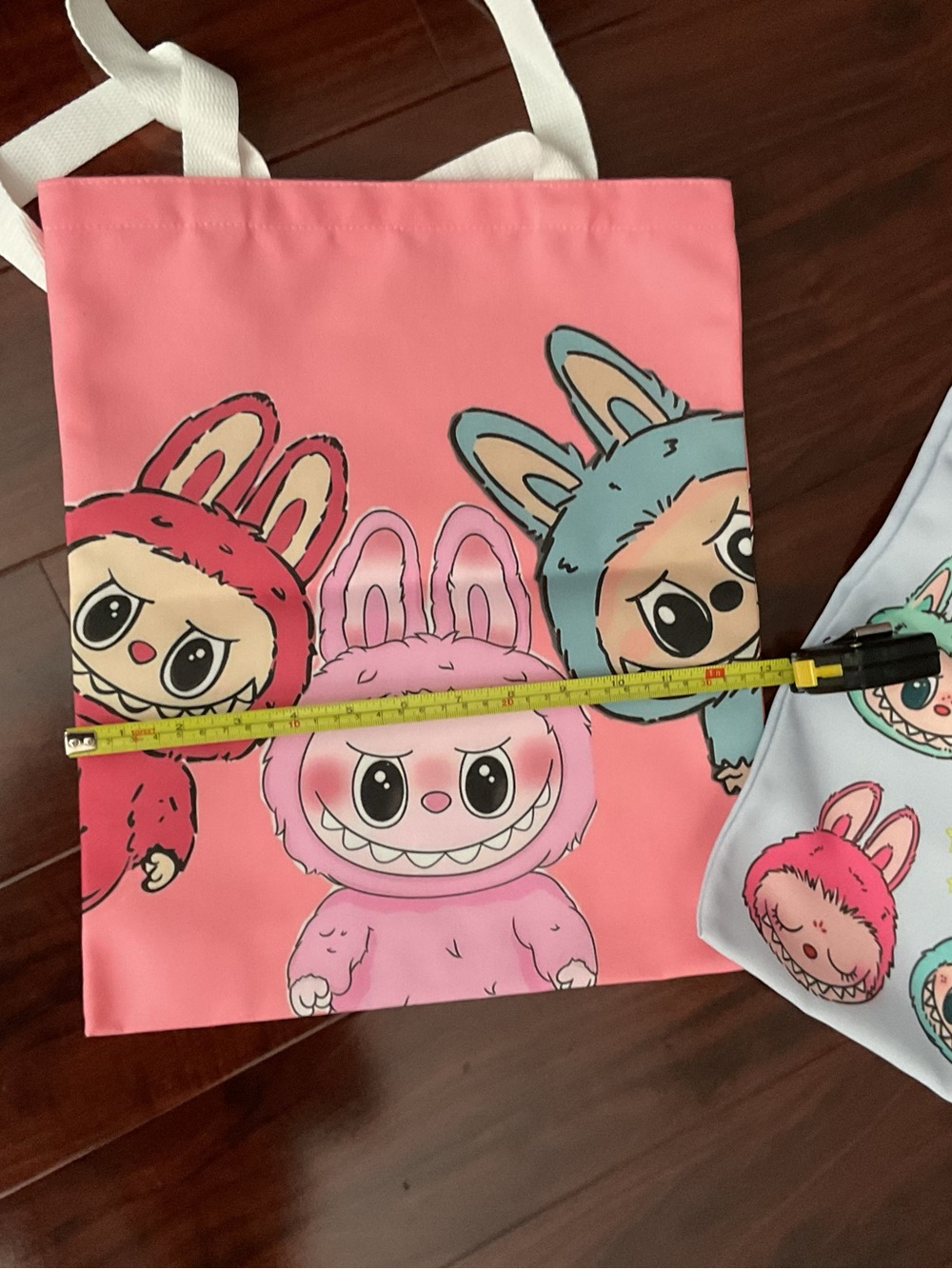 Labubu Tote Bags 15” x 13” with handle drop 9” set of 2 Brand New - Picture 3 of 5